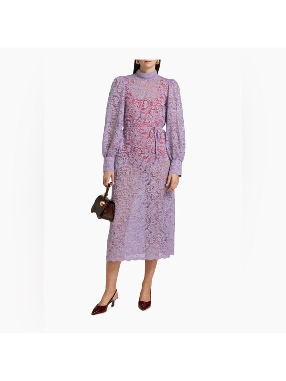 Farm Rio Lilac Lace Midi Dress